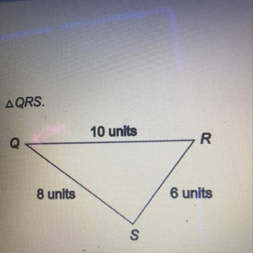 The areas of three squares will be used to prove that AQRS is a right triangle.

Which of these sh