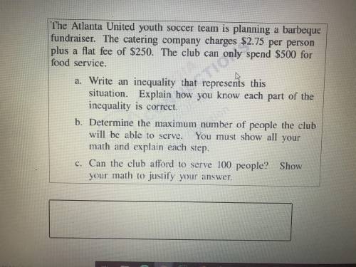 The Atlanta United youth soccer team is planning a barbeque fundraiser. The catering company charge