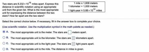 Express this distance in scientific notation using an appropriate unit from the given list. (look b