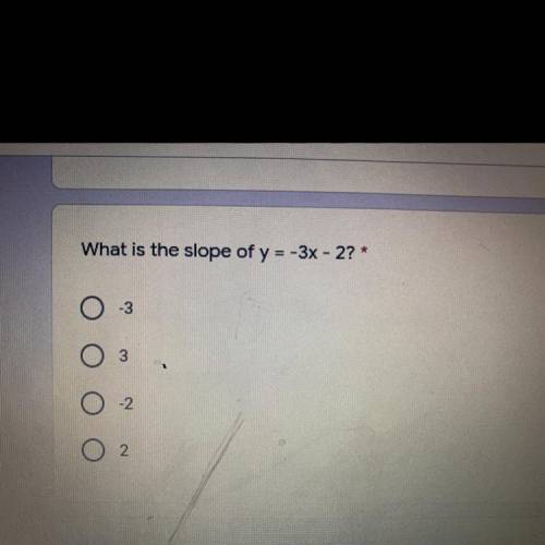 What is the slope of y=-3x - 2?*