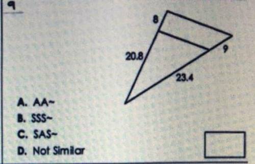 HELP ASAP!!! determine how if possible the triangles are similar