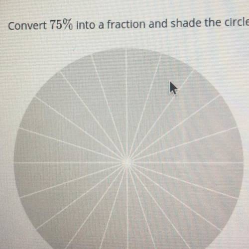 Convert 75% into a fraction and shade the circle according to the result.