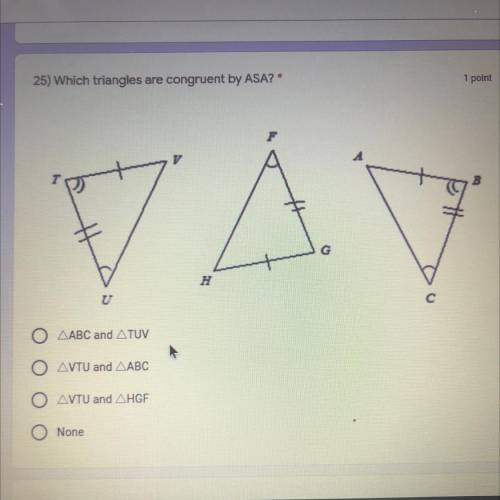Which triangles are congruent by ASA? *