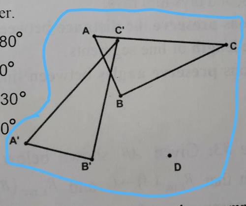 1.Given the rotation of triangle ABC shown below, determine the counter-clockwise angle of rotation