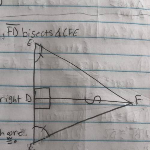 When FD bisects angle CFE does it create angle C and E or does it create angle CFD and angle EFD