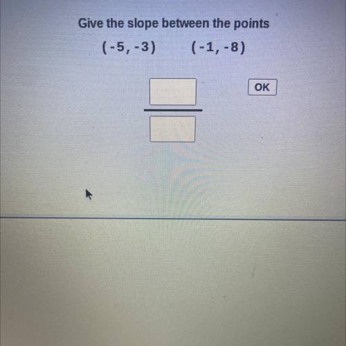 Give the slope between the points
(-5,-3) (-1,-8)