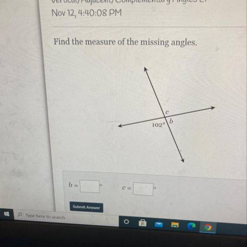 Find the measure of the missing angles.
102°