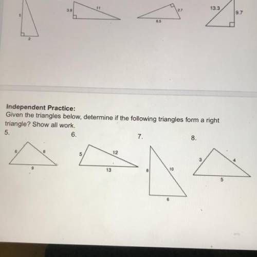 (10 points)determine which one is an right angle