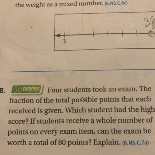 Four students took an exam. The

fraction of the total possible points that each
received is given