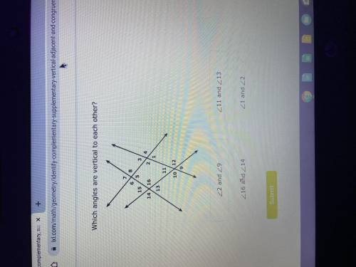 Which angles are vertical to eachother?