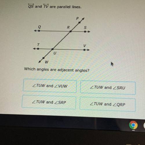 Which angles are adjacent angles?