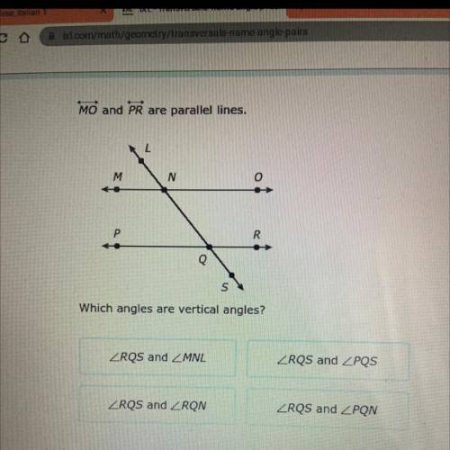 Which angles are verical angles?