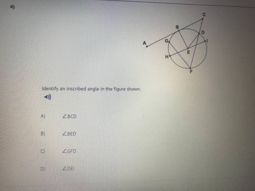 Identify an inscribed angle in the figure shown