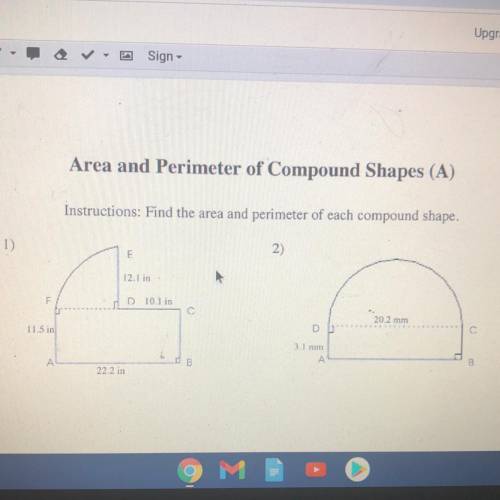 Instructions: Find the area and perimeter of each compound shape