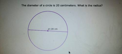 The diameter of a circle is 20 centimeters. What is the radius?