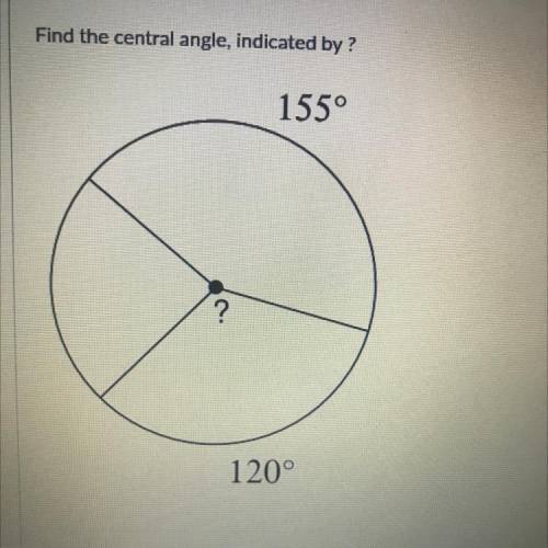 Find the central angle, indicated by ?
155°
?
120°