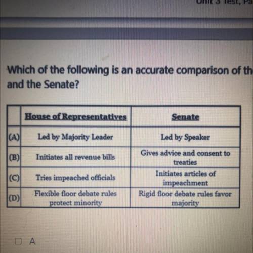 Which of the following is an accurate comparison of the house and the senate￼?

Can be more than o