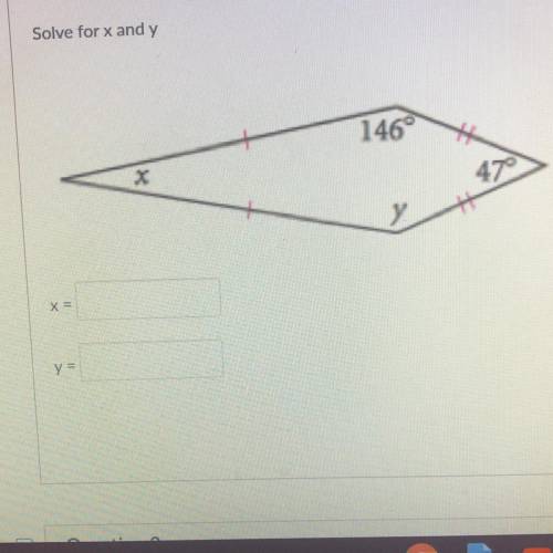 Solve for x and y 
Plz I need help it’s for geometry
