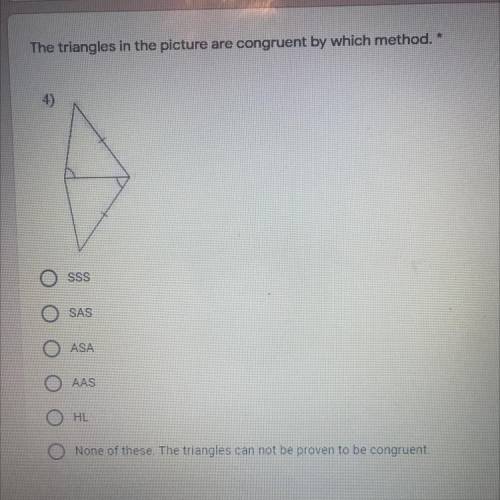 The triangles in the picture are congruent by which method