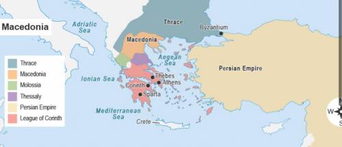 This map shows Macedonia and the Greek city-states.

A map titled Macedonia. A key shows Macedonia