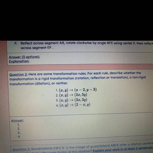Question 2: Here are some transformation rules. For each rule, describe whether the

transformatio