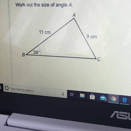 Work out the size of angle A