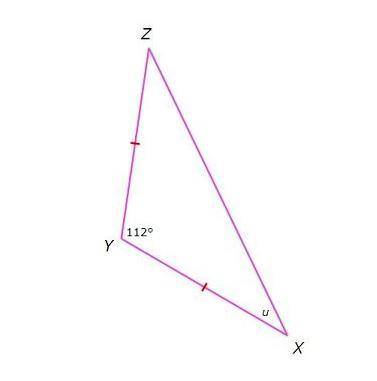 What is the value of angle u?
A) 32*
B) 34*
C) 36*
D) 68*