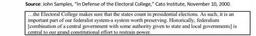 1. Samples says that the Electoral College helps preserve the federalist structure of our governmen