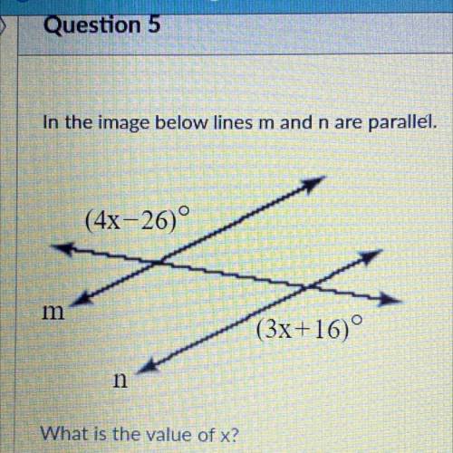 In the image below lines m and n are parallel. what is the value of x?