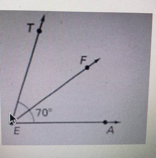 Ray EF is the bisector of angle AET. Find the measure of angle FEA.* 70° E A Your answer
