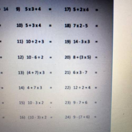 The first row is Multiplication and division and the second row is Addition and subtraction who’s i