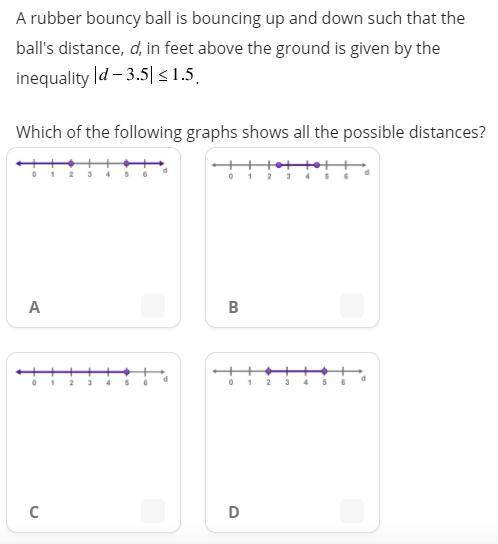 A rubber bouncy ball is bouncing up and down such that the ball's distance, d, in feet above the gr