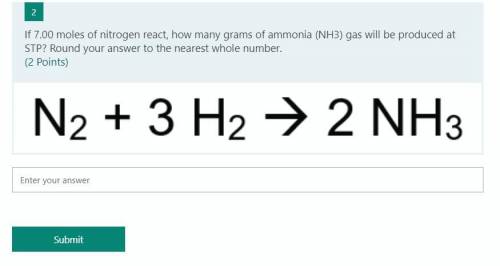 If 7.00 moles of nitrogen react, how many grams of ammonia (NH3) gas will be produced at STP? Round