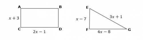 Two shapes with equal perimeter are pictured below.

What is the measure, in units, of CD?
A-2
B-1