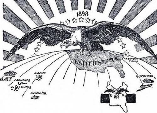 Based on the cartoon, which conclusion can be made about the United States after the Spanish-Americ