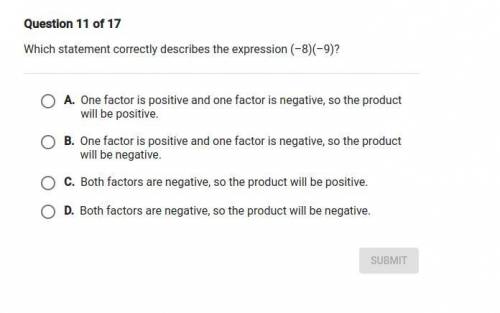 Which statement correctly describes the expression (-8)(-9)