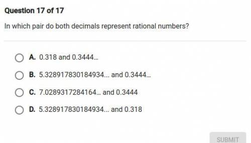 (50 POINTS HELP GIVING BRAINLIEST) In which pair do both decimals represent rational numbers