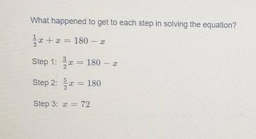 PLEASE HELP MAJOR HELP DUE AT 12AM What happened to get to each step in solving the equation? 1x +