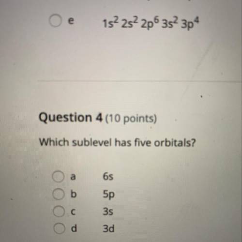 What sublevel has five orbitals?