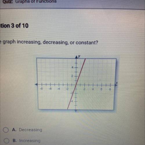 Is the graph increasing, decreasing, or constant?