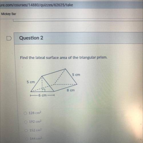 Please help ASAP!!Find the lateal surface area of the triangular prism.