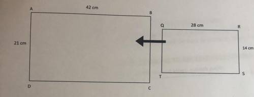 Rectangles ABCD and QRST are similar. Rectangular ABCD is a dilation of rectangle QRST. Determine t