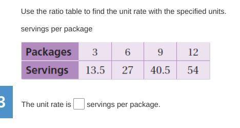 PLEASE HELP I WILL MARK BRAINLIEST

Use the ratio table to find the unit rate with the specified u