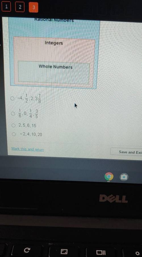 Which set of numbers includes only whole numbers? Rational Numbers Integers Whole Numbers 7. -4, 5.