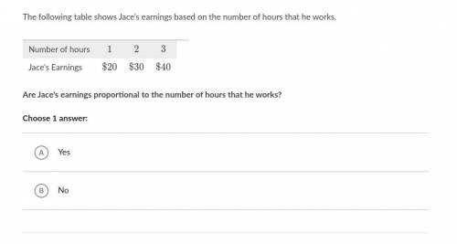 The following table shows Jace's earnings based on the number of hours that he works.

Number of h