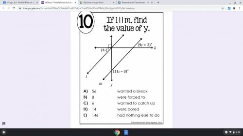 PLEASE ANSWER WILL VOTE BRAINLIEST! What is the value of y?