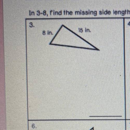 Find the missing side length of each right triangle
