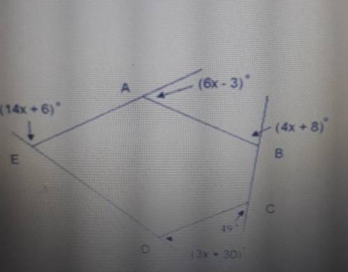 Find the measure of exterior angle A.(Give step-by-step explanation)