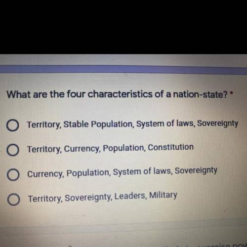 What are the four characteristics of a nation state