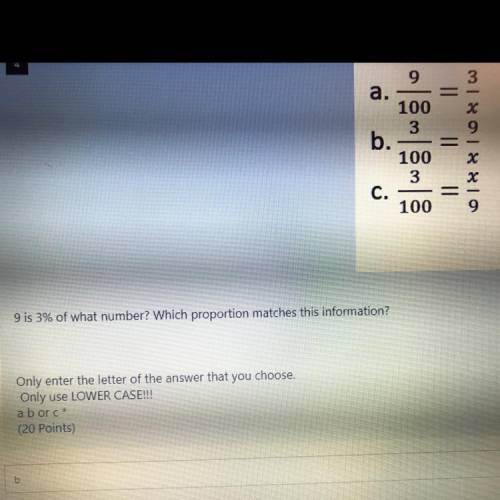 Using your choice from the last question was is the answer to: 9 is 3% of what number?*